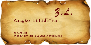 Zatyko Liliána névjegykártya